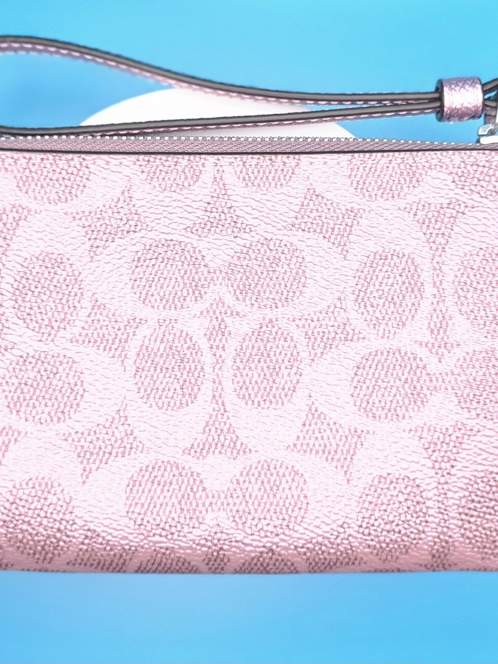 Coach Metallic Pink Signature Wristlet - Picture 3 of 5